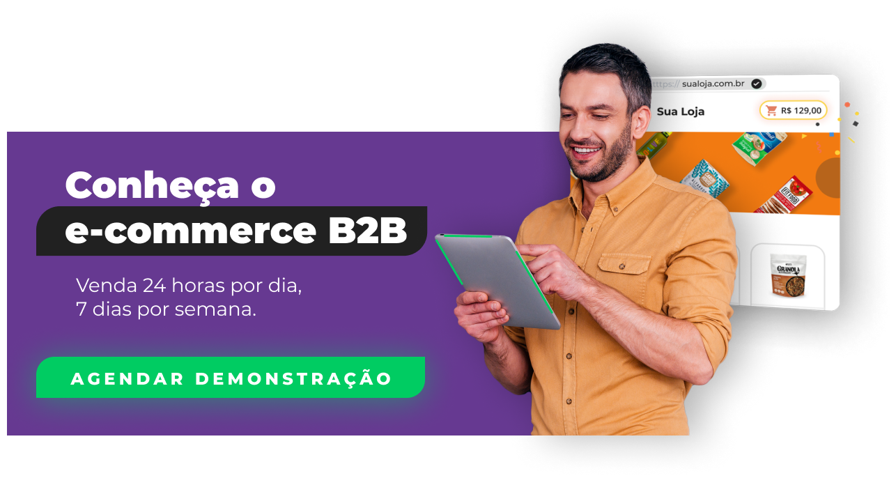 Solicite uma demonstração do e-commerce B2B da Mercos