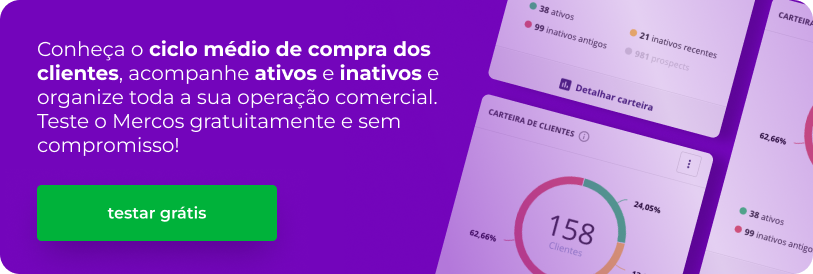 Conheça o ciclo médio de compra dos clientes, acompanhe ativos e inativos e organize toda a sua operação comercial.